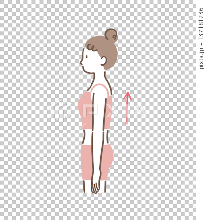 側臉描繪一位姿態優美的女性的插圖素材。 137181236