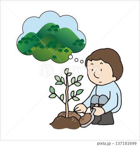 CO2削減のために植樹する 137181699