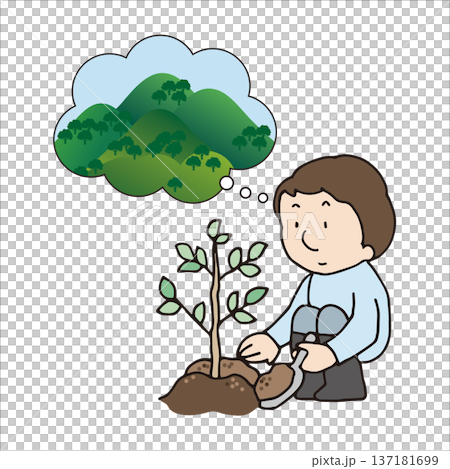 CO2削減のために植樹する 137181699