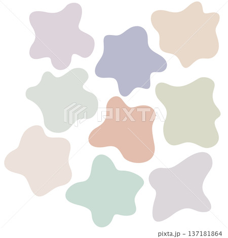 ふんわりとした丸いオブジェクトセット ソフトタッチ くすみカラー 137181864