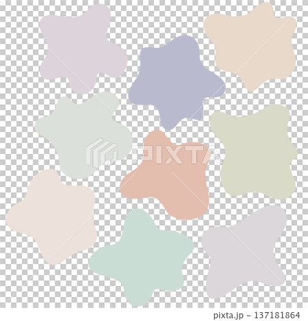 ふんわりとした丸いオブジェクトセット ソフトタッチ くすみカラー 137181864