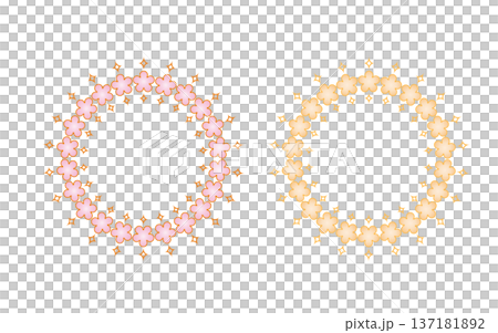 Pink and orange gradient floral circular frame, background, accent. 137181892
