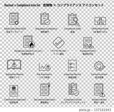 危険物×コンプライアンスのベクターアイコンセット 危険物×コンプライアンスのベクターアイコンセット 137181943