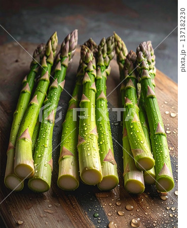 中央に配置されたアスパラガス三本の束 137182230