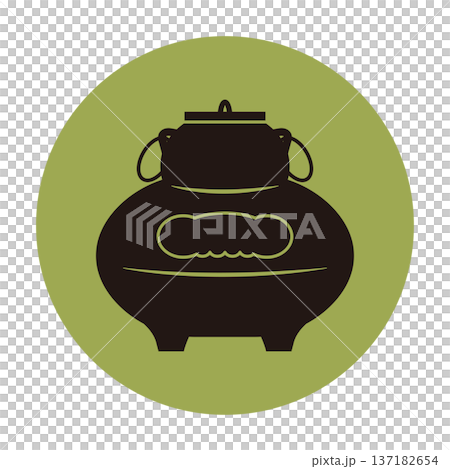Tea ceremony utensils: Simple tea kettle icon 137182654