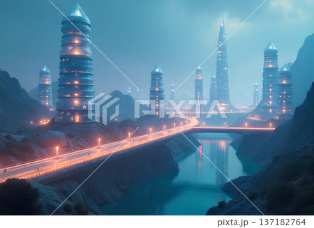 view of modern city bridge view of modern city bridge 137182764