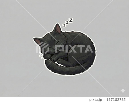 黒猫が寝てる(背景なし) 黒猫が寝てる(背景なし) 137182785
