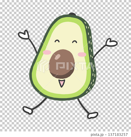 アボカドのキャラクター（喜ぶ・ジャンプ）イラスト 137183257