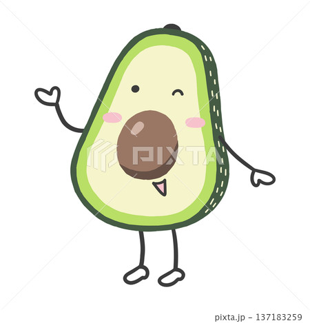 アボカドのキャラクター（案内する・紹介する）イラスト 137183259