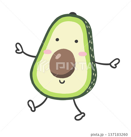 アボカドのキャラクター（散歩する・案内する）イラスト 137183260