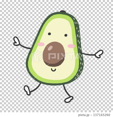 アボカドのキャラクター（散歩する・案内する）イラスト 137183260