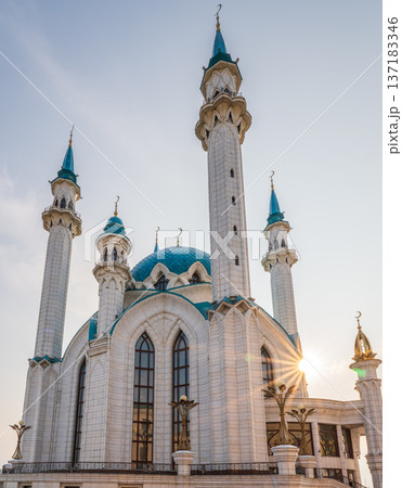 Kul Sharif mosque in Kazan Kremlin, Tatarstan, Russia. It is tourist attraction of Kazan. 137183346