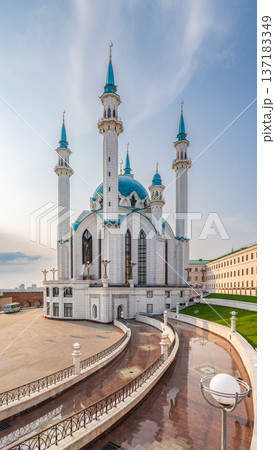 Kul Sharif mosque in Kazan Kremlin, Tatarstan, Russia. It is tourist attraction of Kazan. 137183349