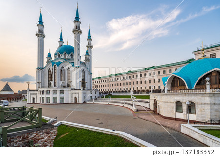 Kul Sharif mosque in Kazan Kremlin, Tatarstan, Russia. It is tourist attraction of Kazan. Kul Sharif mosque in Kazan Kremlin, Tatarstan, Russia. It is tourist attraction of Kazan. 137183352