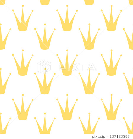 Minimal seamless pattern with golden crown shapes in flat style Minimal seamless pattern with golden crown shapes in flat style 137183595