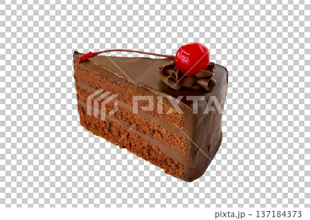 chocolate cake with cherry dessert snack arrangement flat lay style  137184373