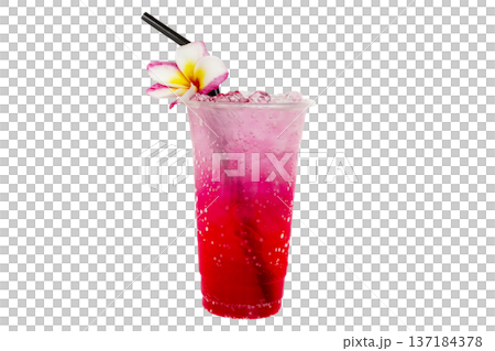 cold red soda cocktail water for relax in summer  137184378