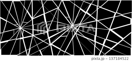 Damaged shattered glass effect background. Black grunge broken texture. Multiple cracked lines explosion pattern. Fractured triangle fragments, pieces, shatters concept. Vector debris illustration 137184522