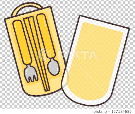 黄色のお弁当カトラリーセット（ふたあり） 137184686
