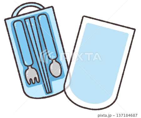 水色のお弁当カトラリーセット（ふたあり） 137184687