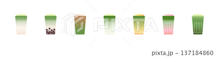 Matcha Drinks Design Elements and Icons Set. 137184860