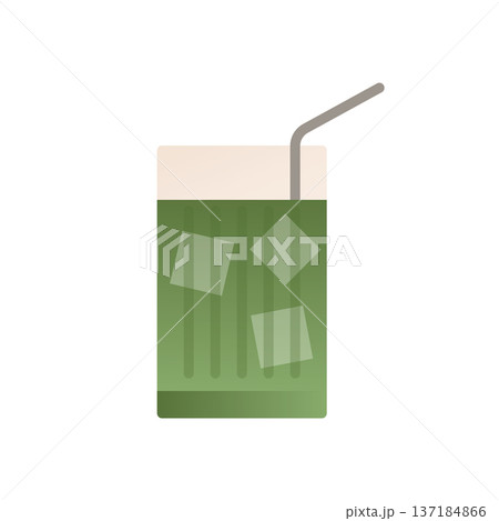 Matcha Uji Latte Icon. Traditional Matcha green tea drink in tall glass. Flat vector illustration isolated Matcha Uji Latte Icon. Traditional Matcha green tea drink in tall glass. Flat vector illustration isolated 137184866
