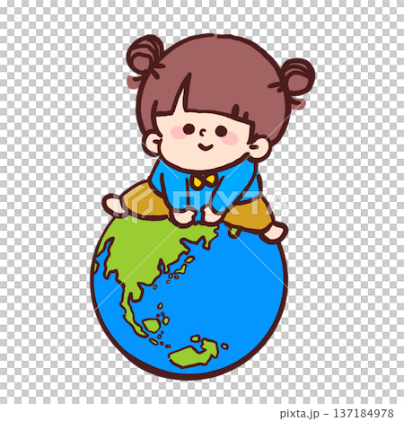 You can go all over the world! Illustration of a girl sitting on a globe You can go all over the world! Illustration of a girl sitting on a globe 137184978