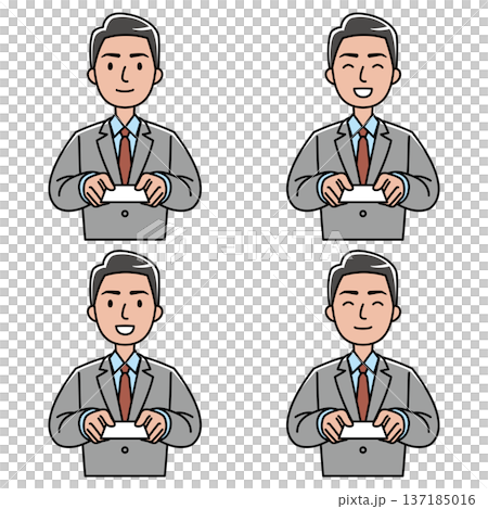 圖：一位身著西裝的東南亞男子遞出名片 137185016