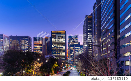 東京夜景 霞ヶ関から望む東京タワー 137185110