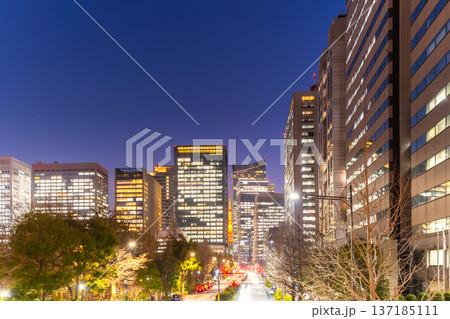 東京夜景 霞ヶ関から望む東京タワー 137185111