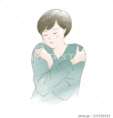 セルフハグをする女性 137185433