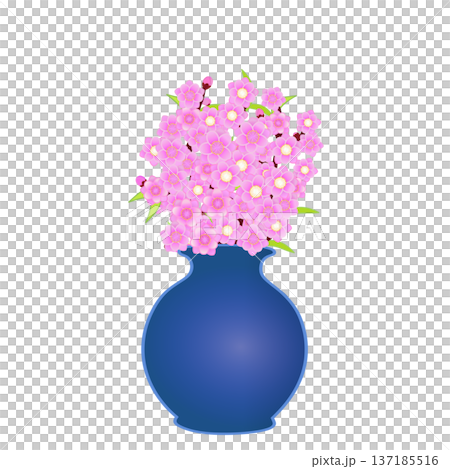 花瓶中的桃花插圖 137185516