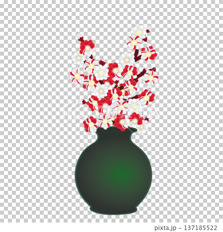 花瓶に活けられた花桃のイラスト 花瓶に活けられた花桃のイラスト 137185522
