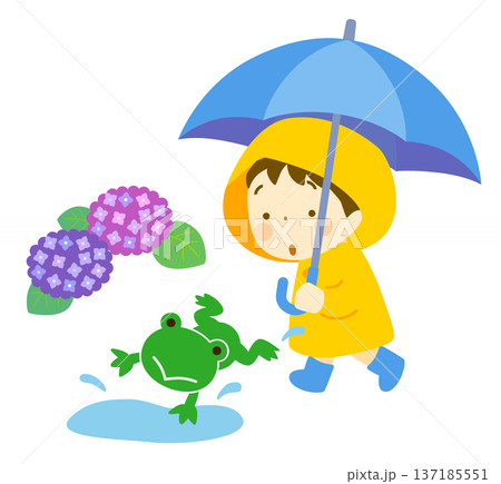 学校のおたよりにも使いやすい雨の日のイラストセット 137185551