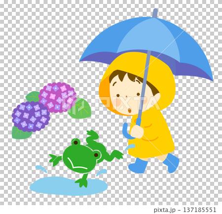 学校のおたよりにも使いやすい雨の日のイラストセット 137185551