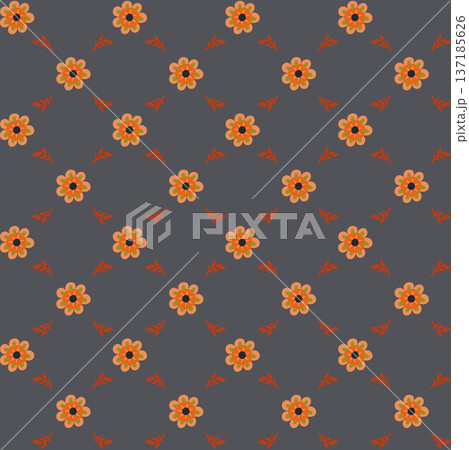 Geometric Folk Floral Daisy Charcoal Pattern 137185626
