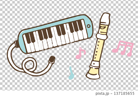 Illustration of keyboard harmonica and recorder Illustration of keyboard harmonica and recorder 137185655