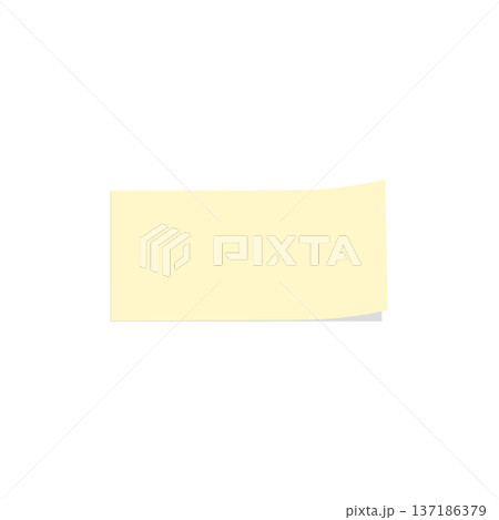 ペールイエローの付箋 シンプル 影付き 137186379