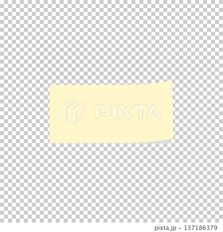 ペールイエローの付箋 シンプル 影付き 137186379