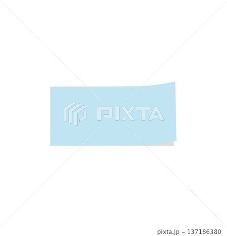 水色の付箋 シンプル 影付き 137186380
