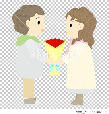 White Day_Man giving a gift to a woman 137186397