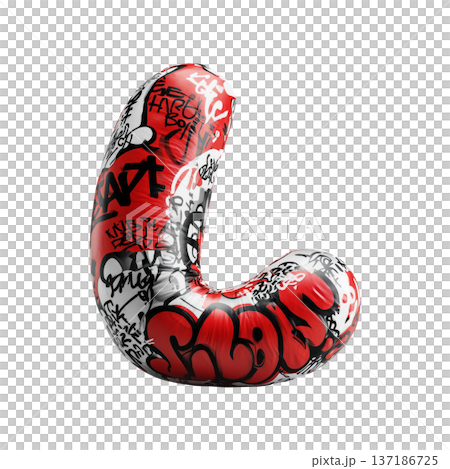 Inflatable letter L covered in graffiti art isolated on white background, representing urban creativity and bold street concept Inflatable letter L covered in graffiti art isolated on white background, representing urban creativity and bold street concept 137186725