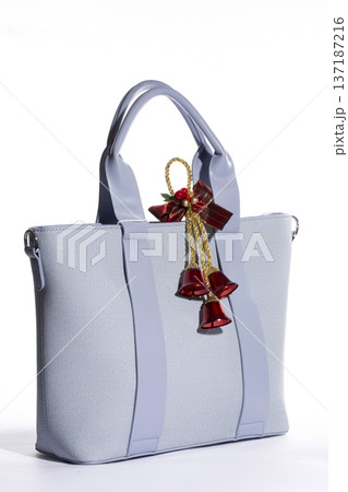 Women's blue leather bag on a white background Women's blue leather bag on a white background 137187216