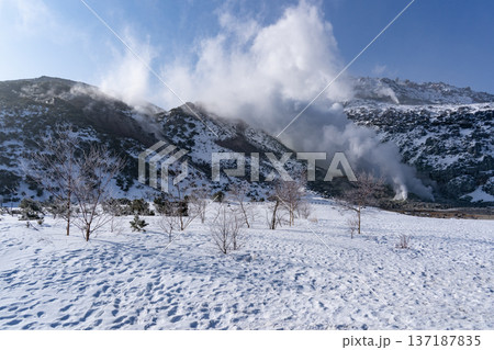 冬の硫黄山 冬の硫黄山 137187835