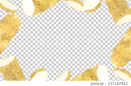 長芋のフレーム　野菜の手描き水彩イラスト背景素材 137187952
