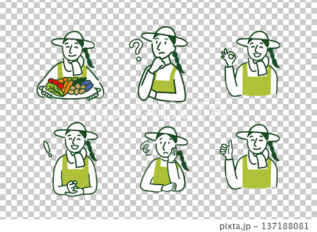 Farmer woman facial expression set Farmer woman facial expression set 137188081