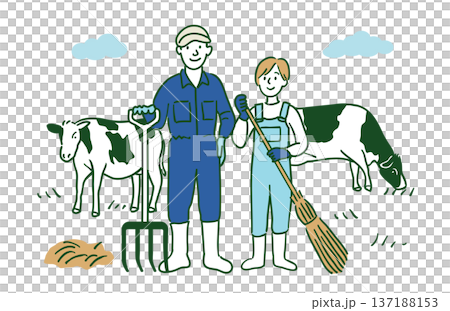 Dairy farming couple 137188153