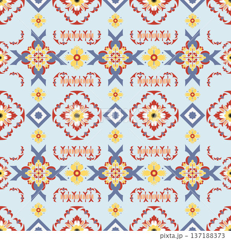 Ornate Ethnic Floral Seamless Pattern for Luxury Fabric and Carpet 137188373