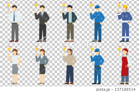 フラットイラスト：アイデアを思いつく男女セット 137188514