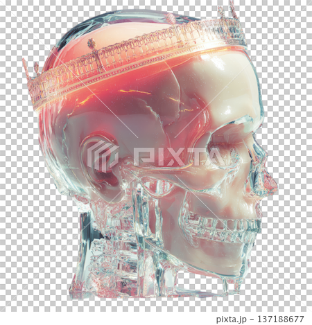 Unique watercolor orange crystal royal crown with gold accents isolated clipart 137188677